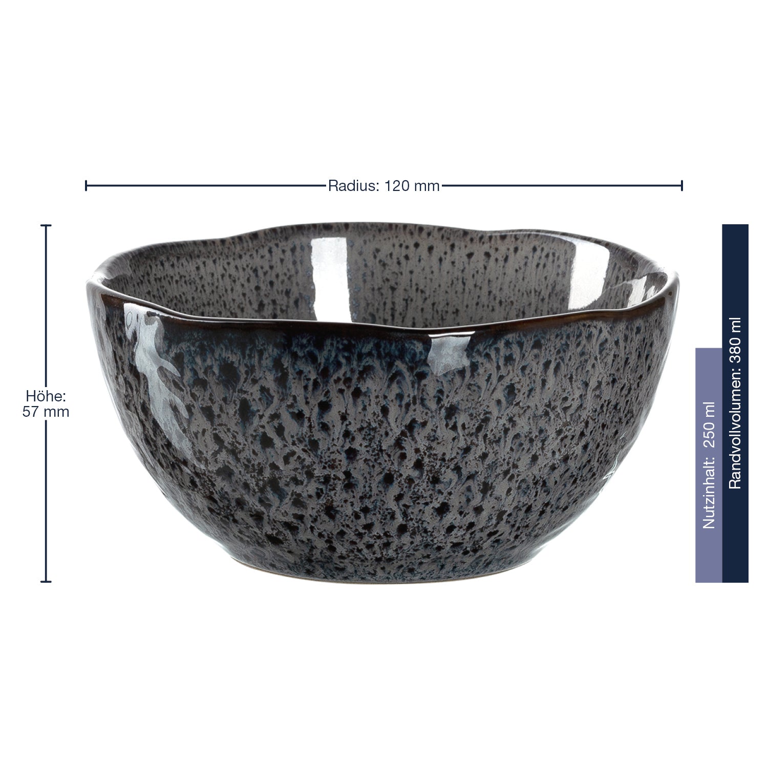 Keramikschale MATERA 12 cm anthrazit 6er-Set