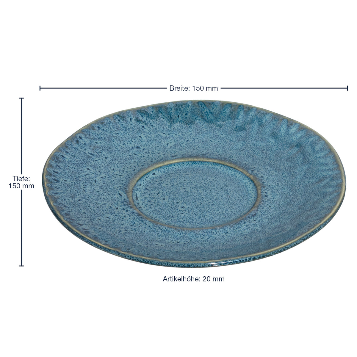 Massangaben zu Keramikuntertasse MATERA 15 cm blau