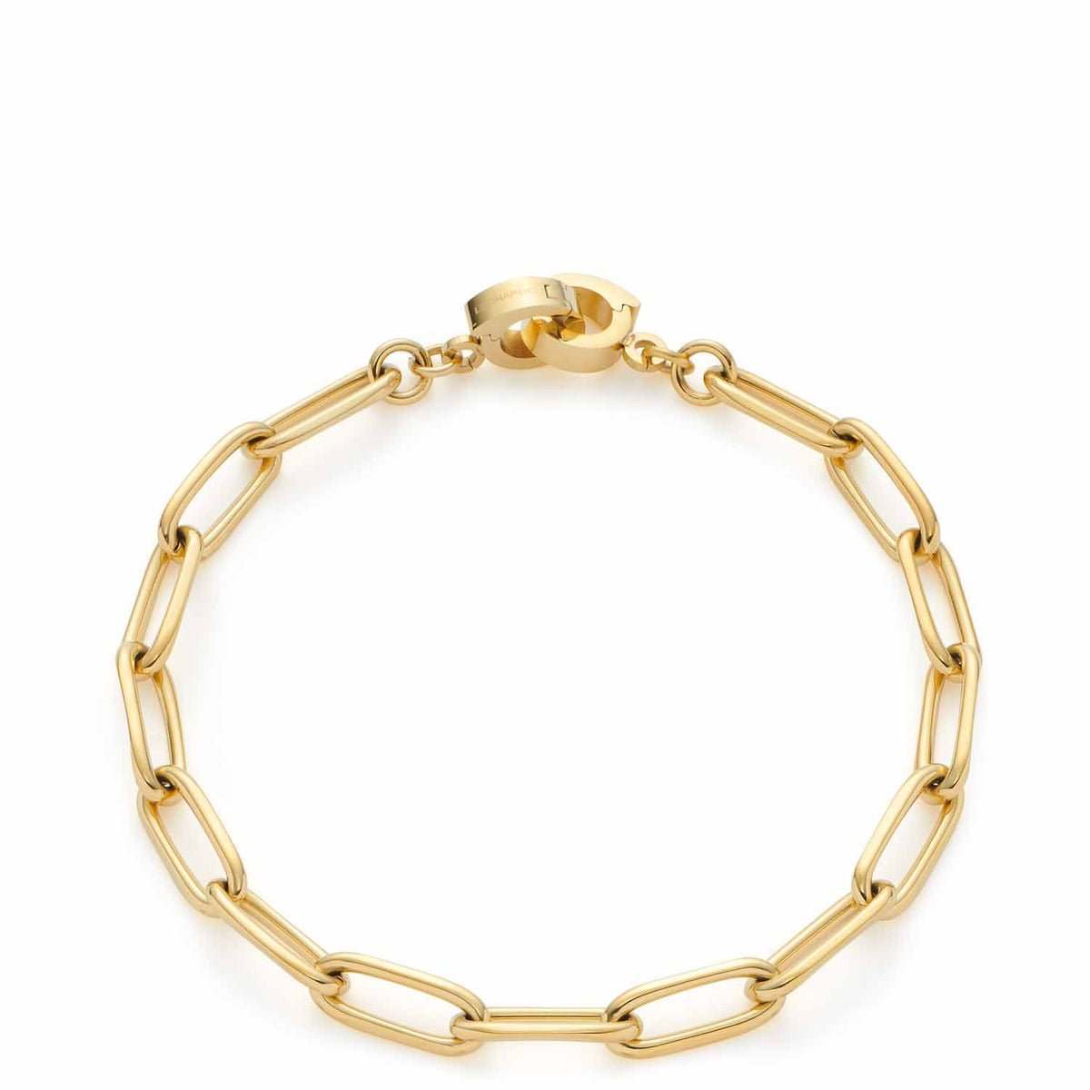Goldenes Armband ESTRELLA Clip & Mix mit rechteckigen Kettengliedern und Karabinerverschluss