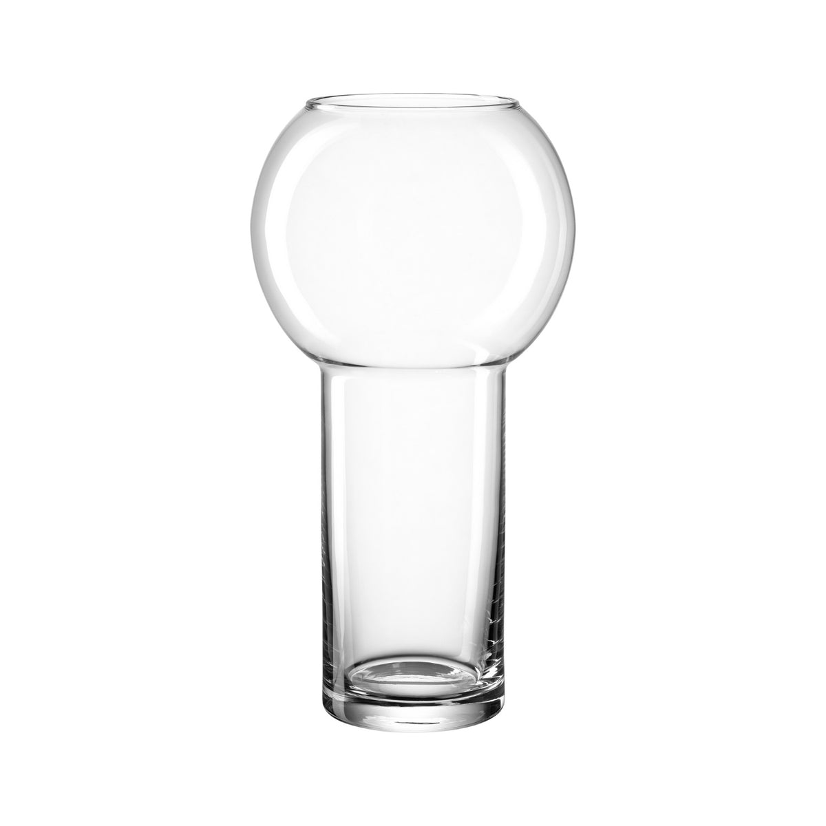 Vase VERNAZZO aus klarem Glas, kugelförmiger Oberteil auf zylindrischem Schaft