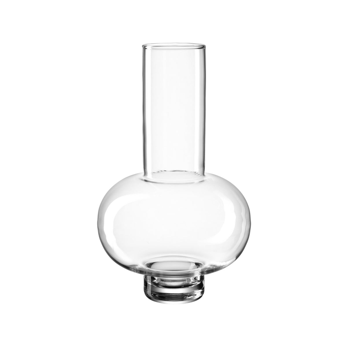 Vase VERNAZZO aus klarem Glas mit bauchiger Form und zylindrischem Hals