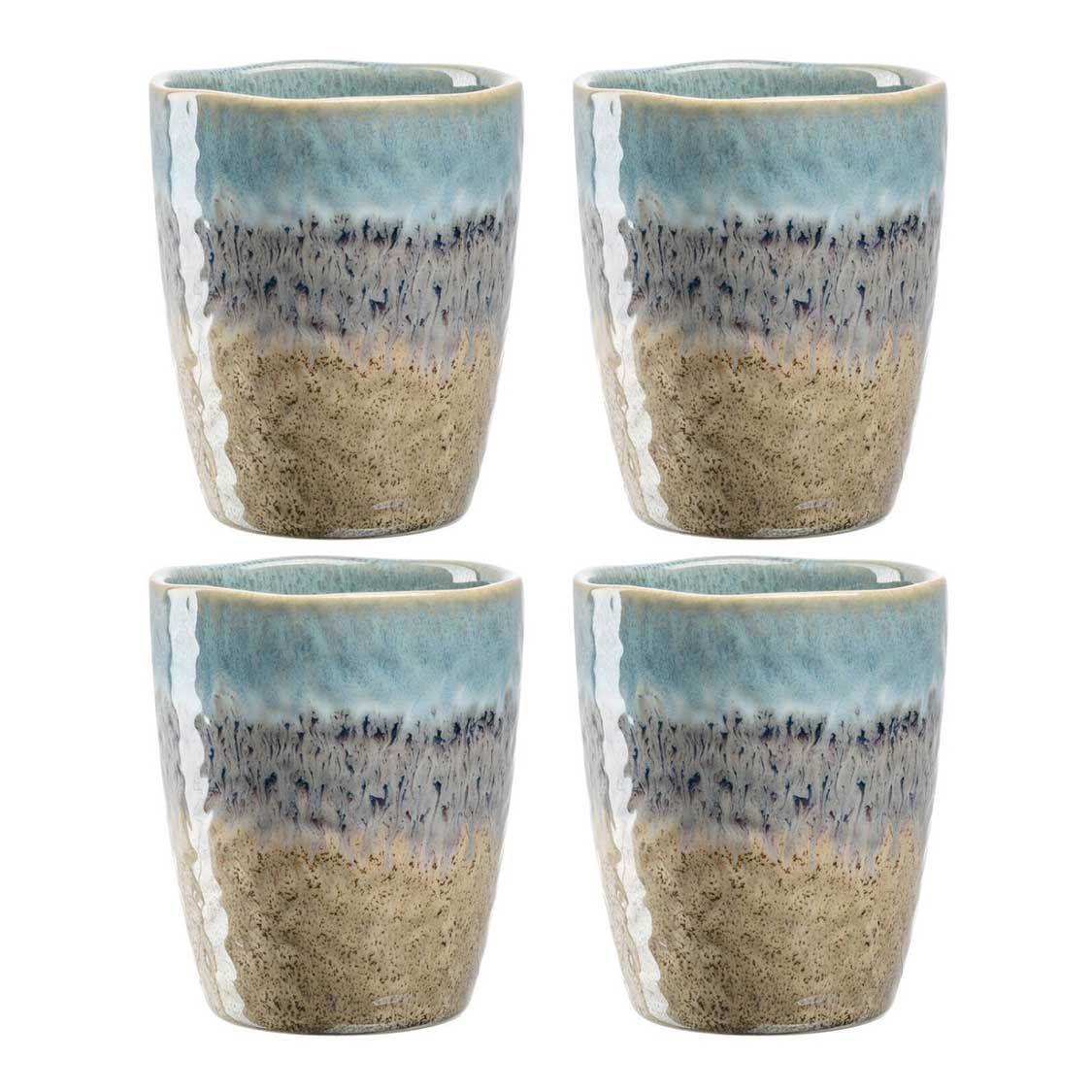 Keramikbecher MATERA 300ml blau/anthrazit/beige 4er-Set