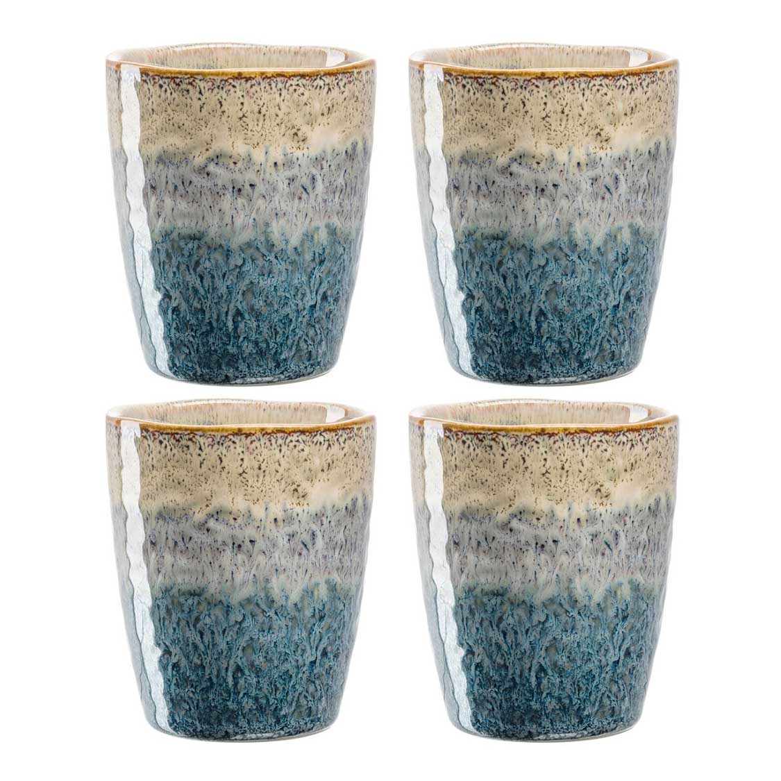 Keramikbecher MATERA 300ml beige/anthrazit/blau 4er-Set