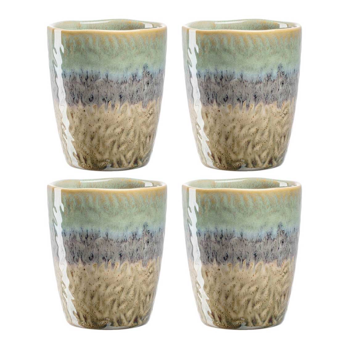 Keramikbecher MATERA 300 ml grün/anthrazit/beige 4er-Set