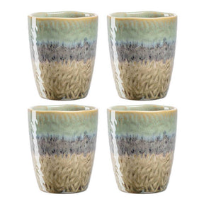 Keramikbecher MATERA 300 ml grün/anthrazit/beige 4er-Set