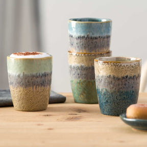 Keramikbecher MATERA 300 ml grün/anthrazit/beige 4er-Set