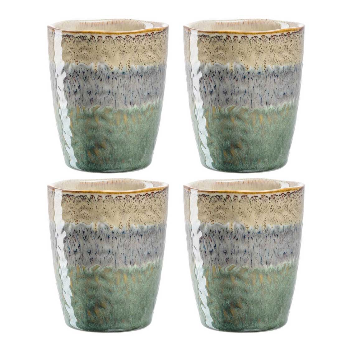 Keramikbecher MATERA 300 ml beige/anthrazit/grün 4er-Set