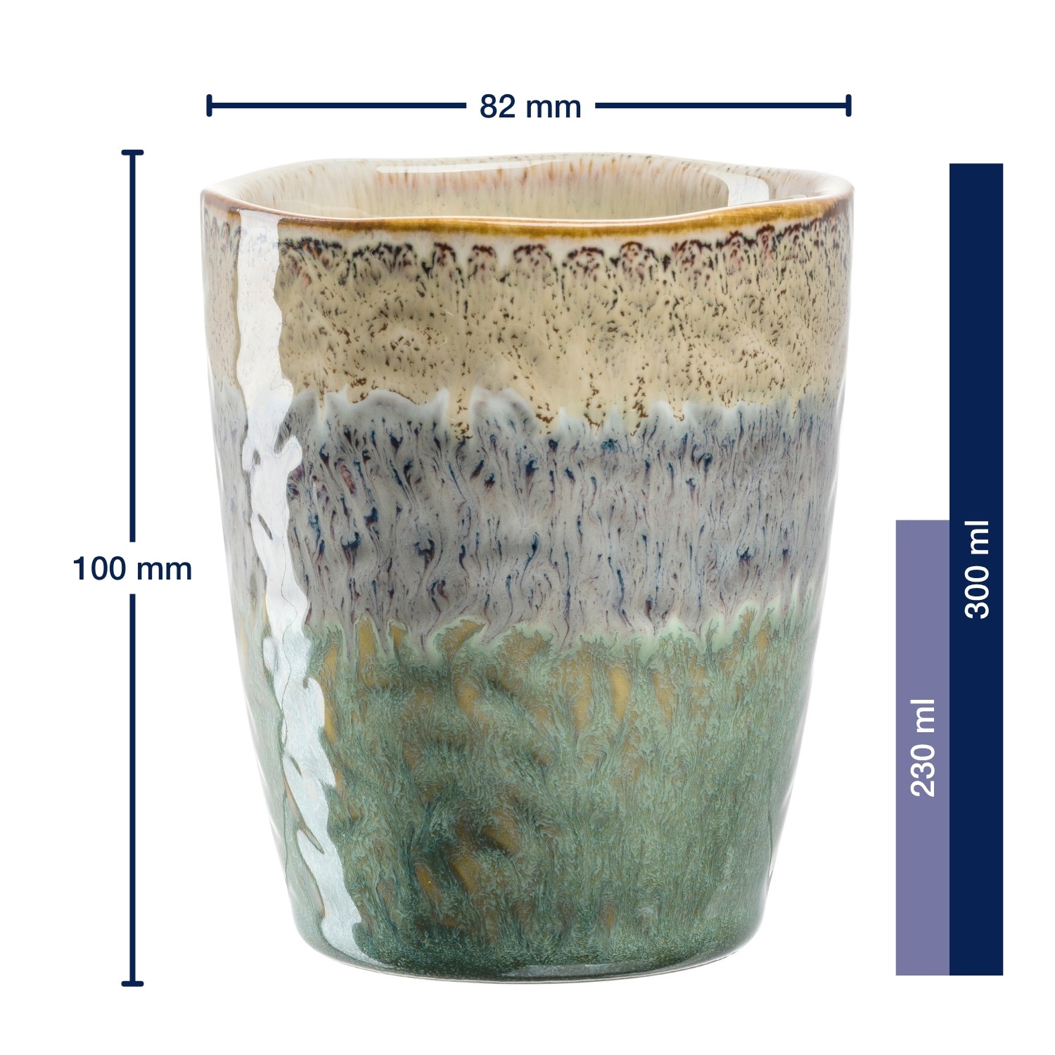 Keramikbecher MATERA 300 ml beige/anthrazit/grün 4er-Set