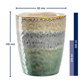 Keramikbecher MATERA 300 ml beige/anthrazit/grün 4er-Set