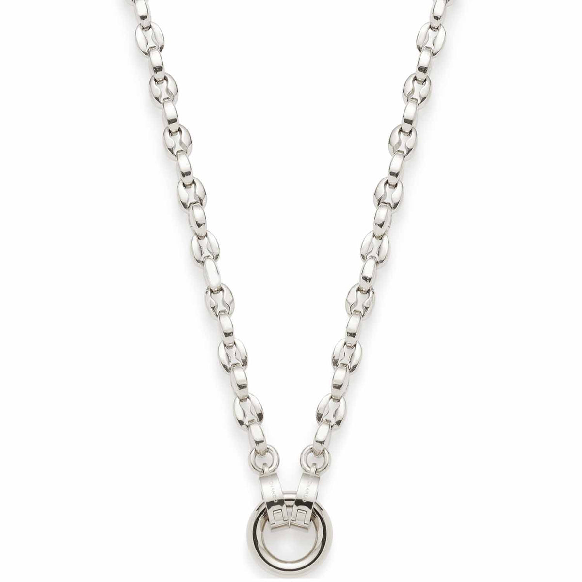 Halskette ROMEA mit Gliederkette und rundem Verschlussanhänger in Silber