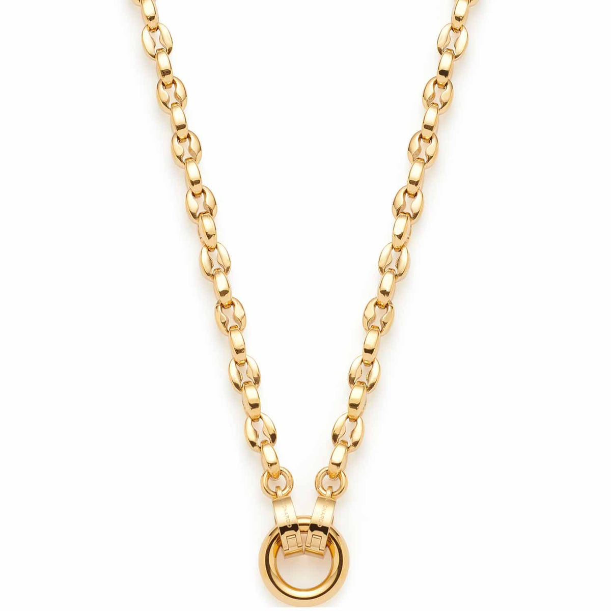 Goldene Halskette ROMEA mit Gliederkette und rundem Clip-Anhänger