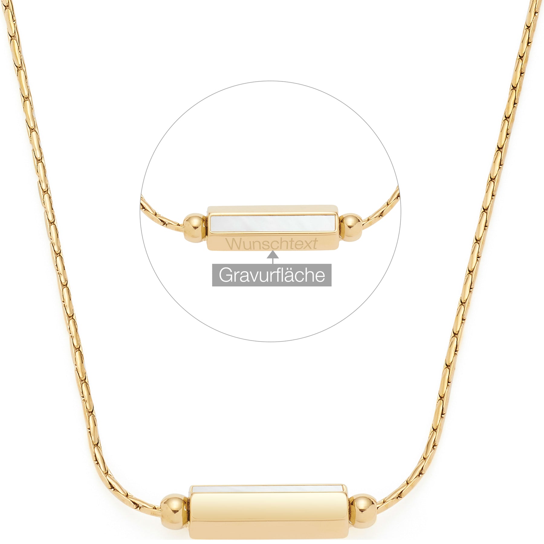 Halskette Pilea gold mit persönlicher Gravur – Leonardo