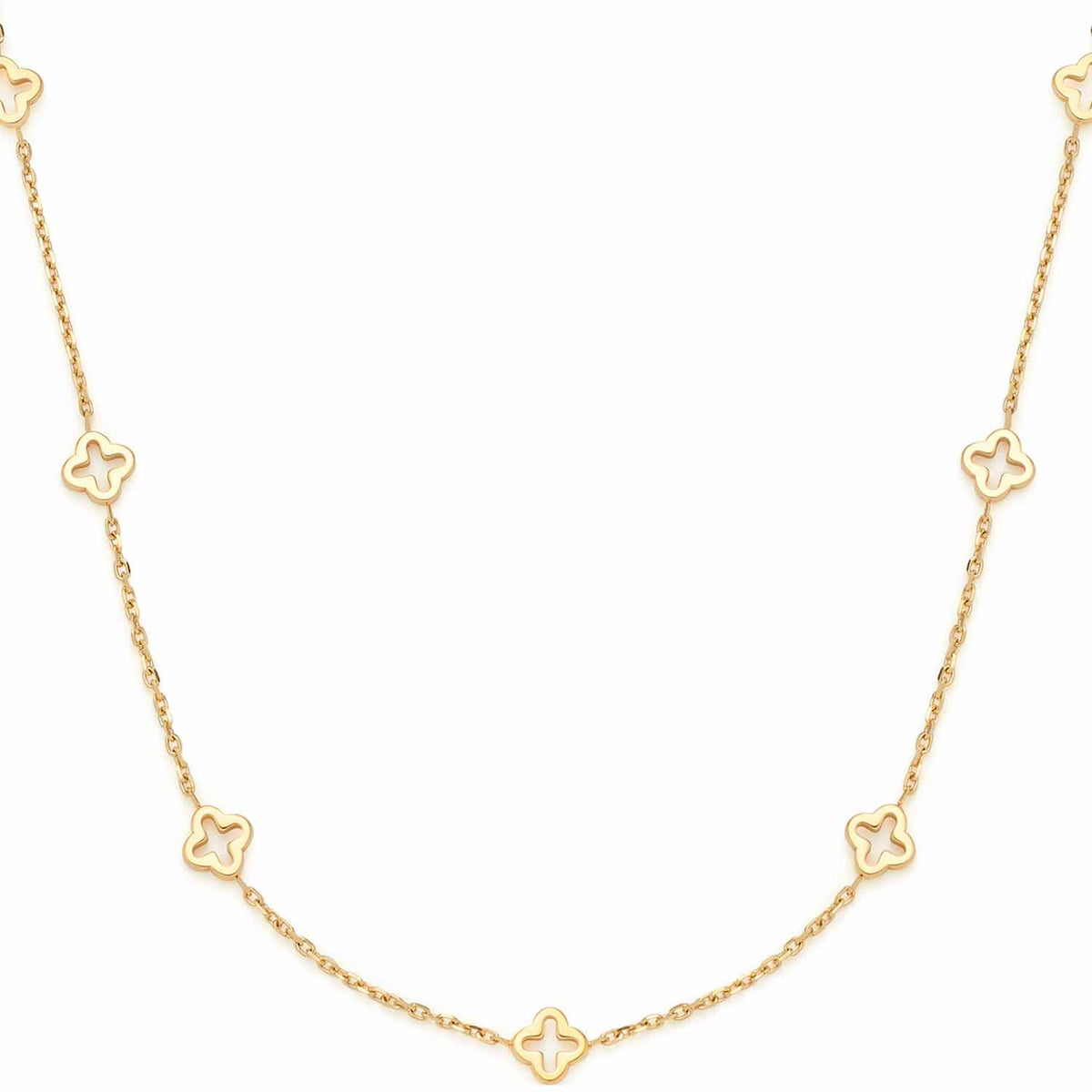 Halskette JANNA gold mit vier-blättrigen Kleeblatt-Anhängern auf Kette
