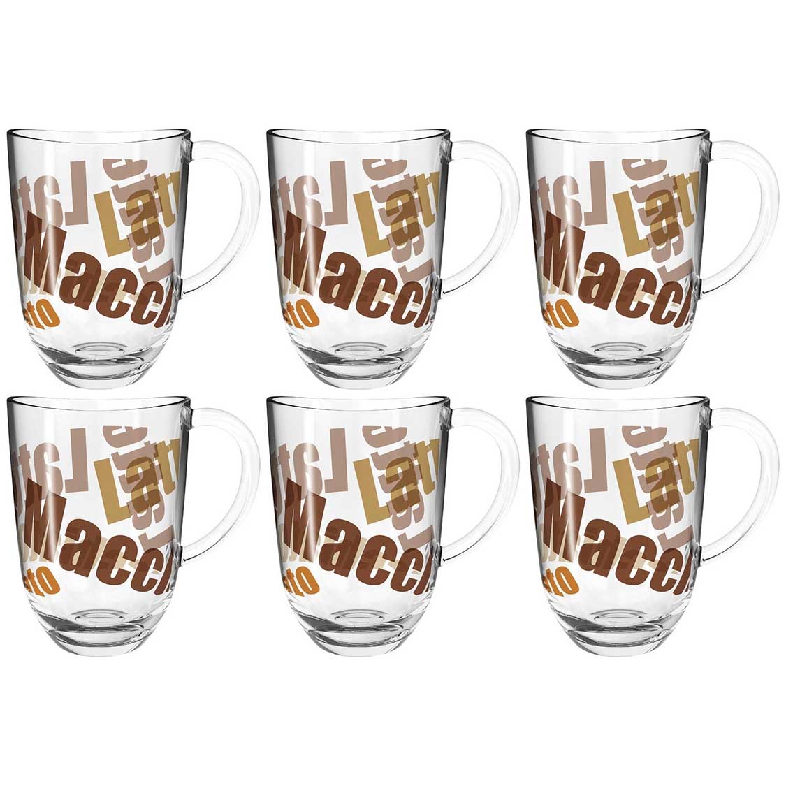 Latte Macchiato Tasse NAPOLI 380ml 3farbig 6er-Set