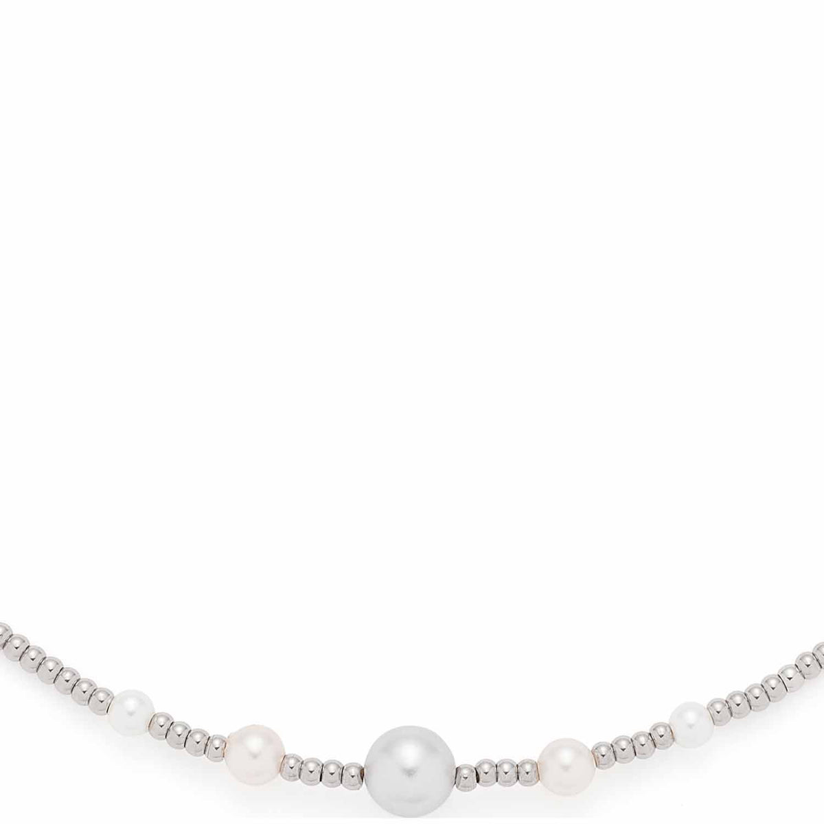 Halskette ELSANA silber mit Glasperlen und Metallzylindern