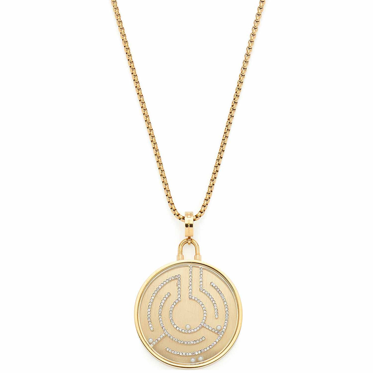 Halskette JOY mit rundem Anhänger und Spiralmuster in Goldfarbe