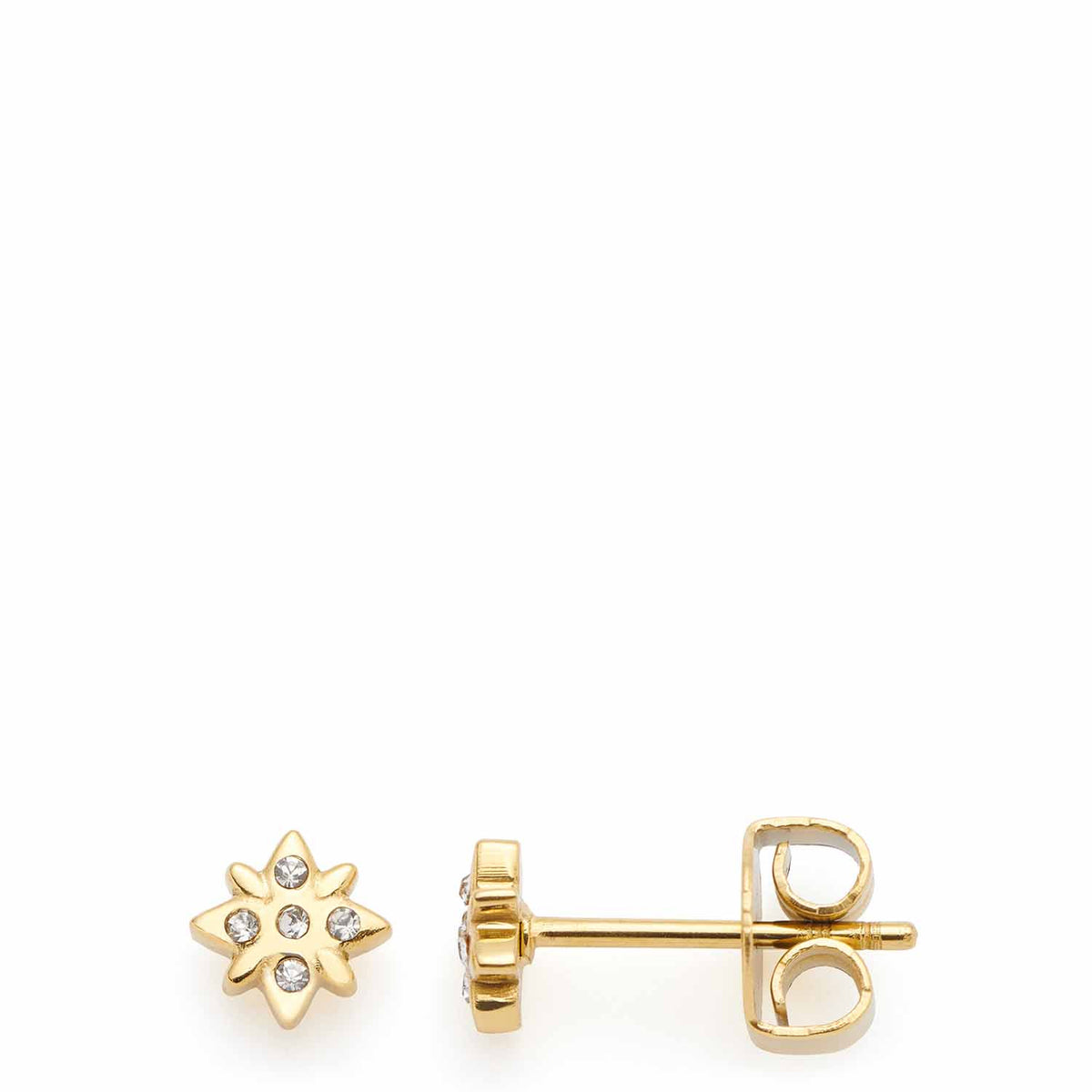 Ohrstecker CAMPAGNOLA gold mit Zirkonia, Ansicht von vorne und der Stiftseite