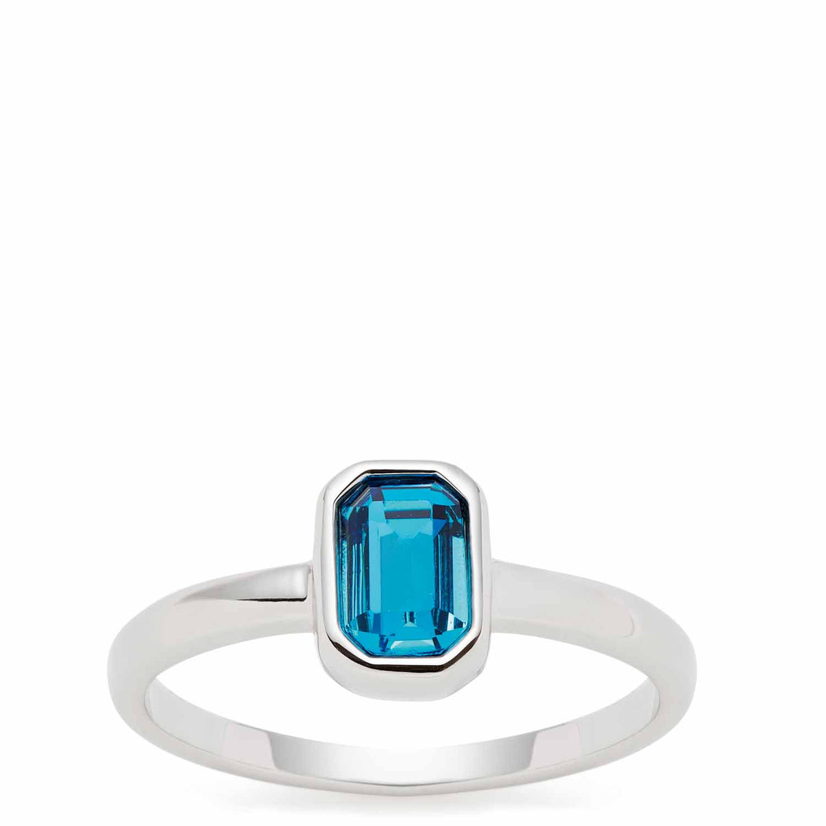 Ring SOPHIA 20 CIAO mit blauem Glassstein auf silberfarbenem Band