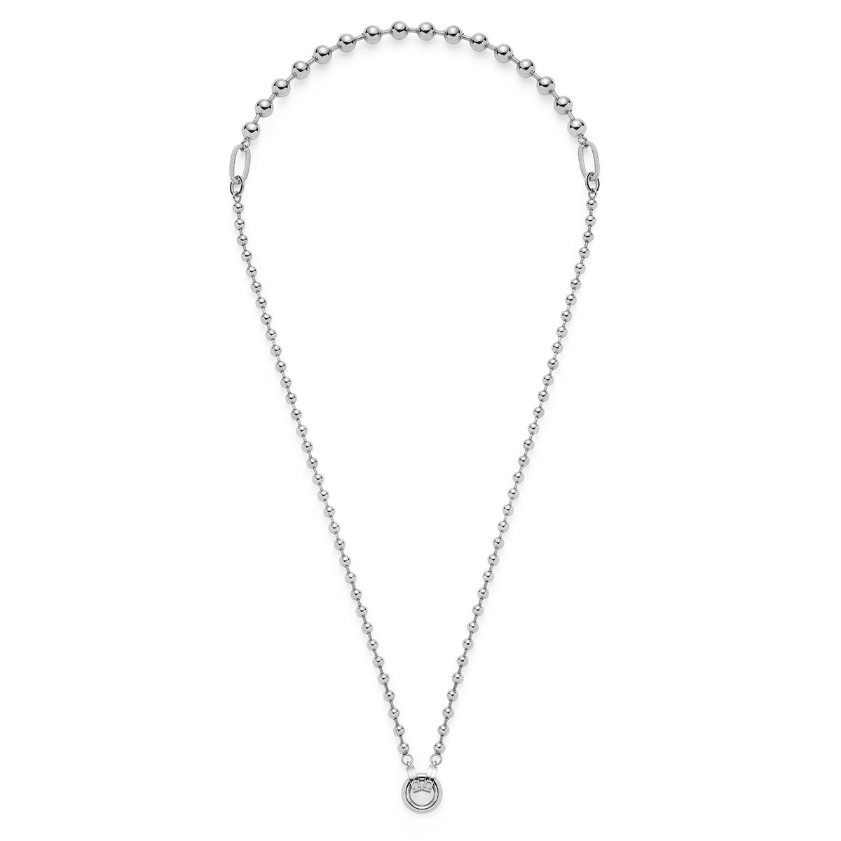 Halskette DOTTY silber mit Kugelkette oben und feiner Kette unten, Anhänger mit Kreis