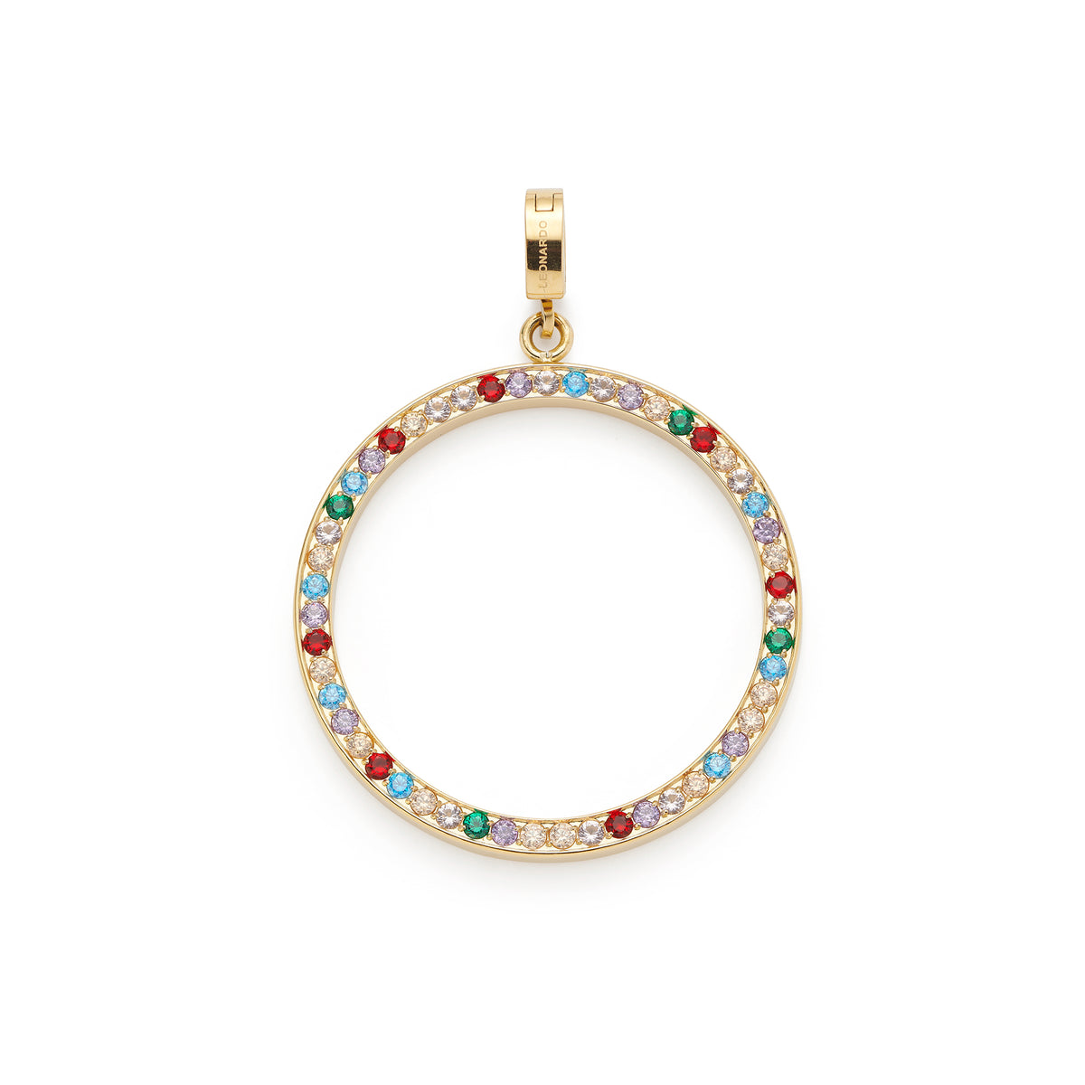 Anhänger CLARENCE gold Clip & Mix mit mehrfarbigen Glassteinen in Ringform