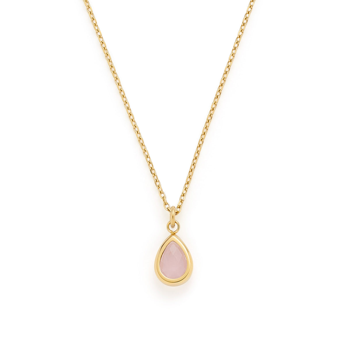 Halskette ROSY gold mit ovalem rosa Glaspendant