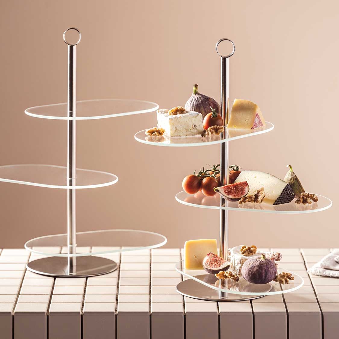 Etagere CENA silber asymetrisch 3-teilig