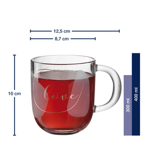Tasse PRESENTE 400 ml 'Love' 2er-Set
