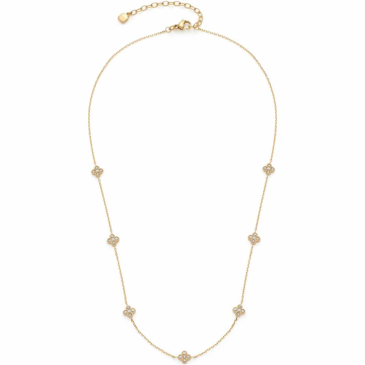Halskette LISETTE mit sieben runden Zirkonia-Elementen auf Goldkette