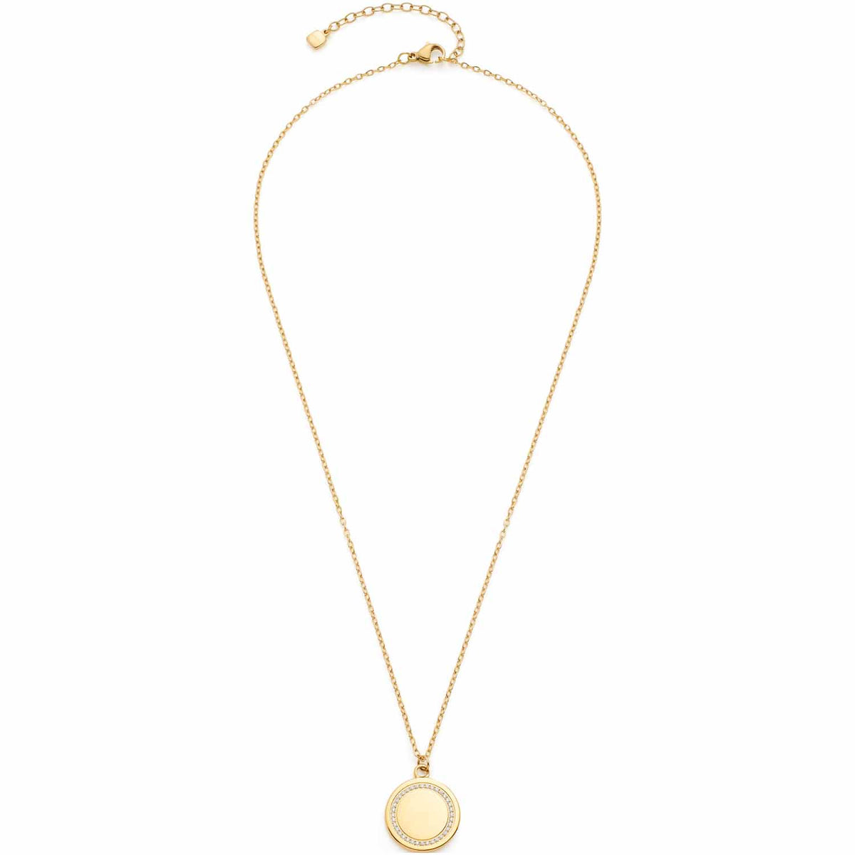 Halskette FERRARA mit rundem Medaillon-Anhänger in Goldfarbe