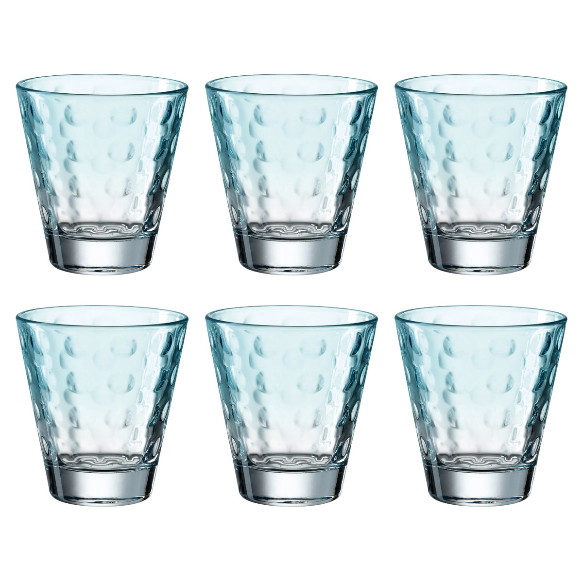 Sechs Trinkgläser OPTIC 215 ml mint im 6er-Set, angeordnet in zwei Reihen