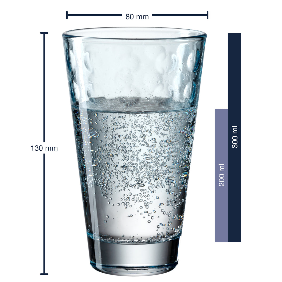 Massangaben zum Trinkglas OPTIC 300 ml hellblau