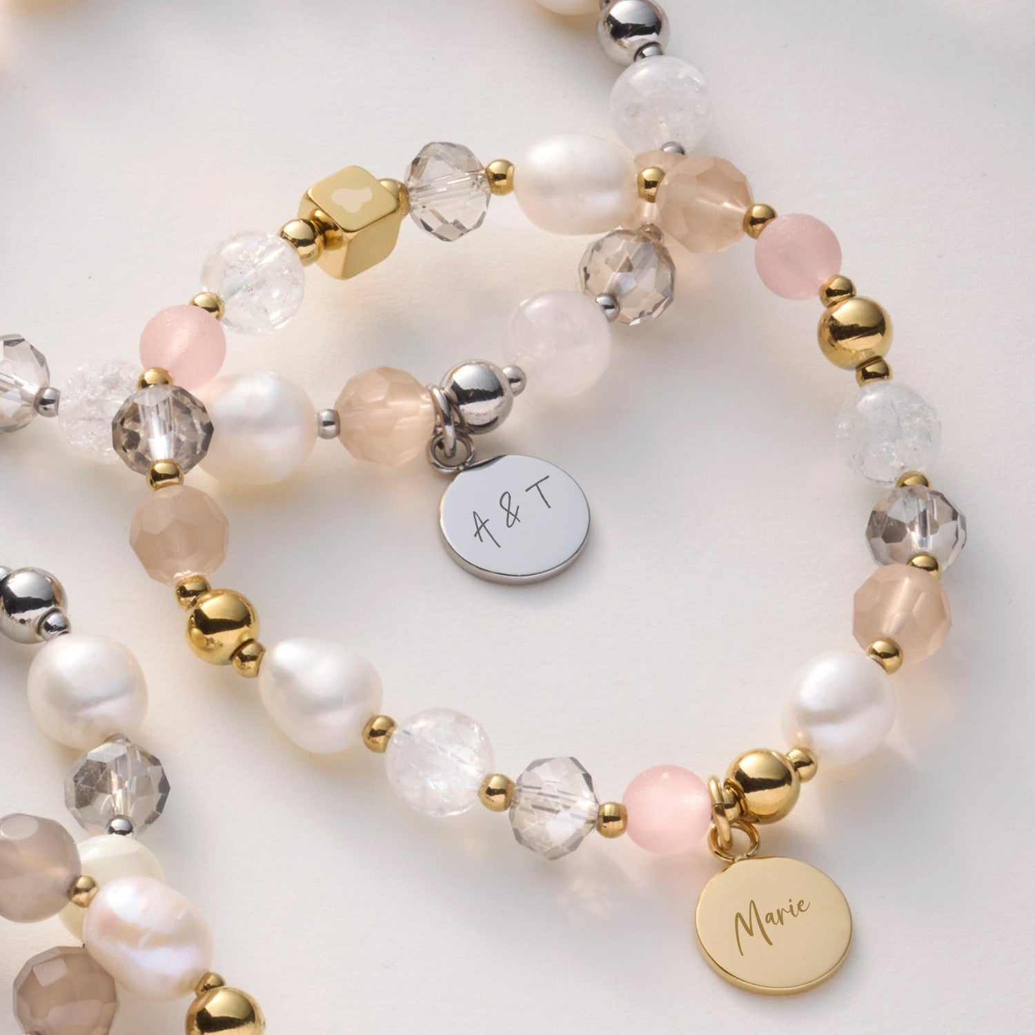 Armband HOPE silber/rose mit persönlicher Gravur