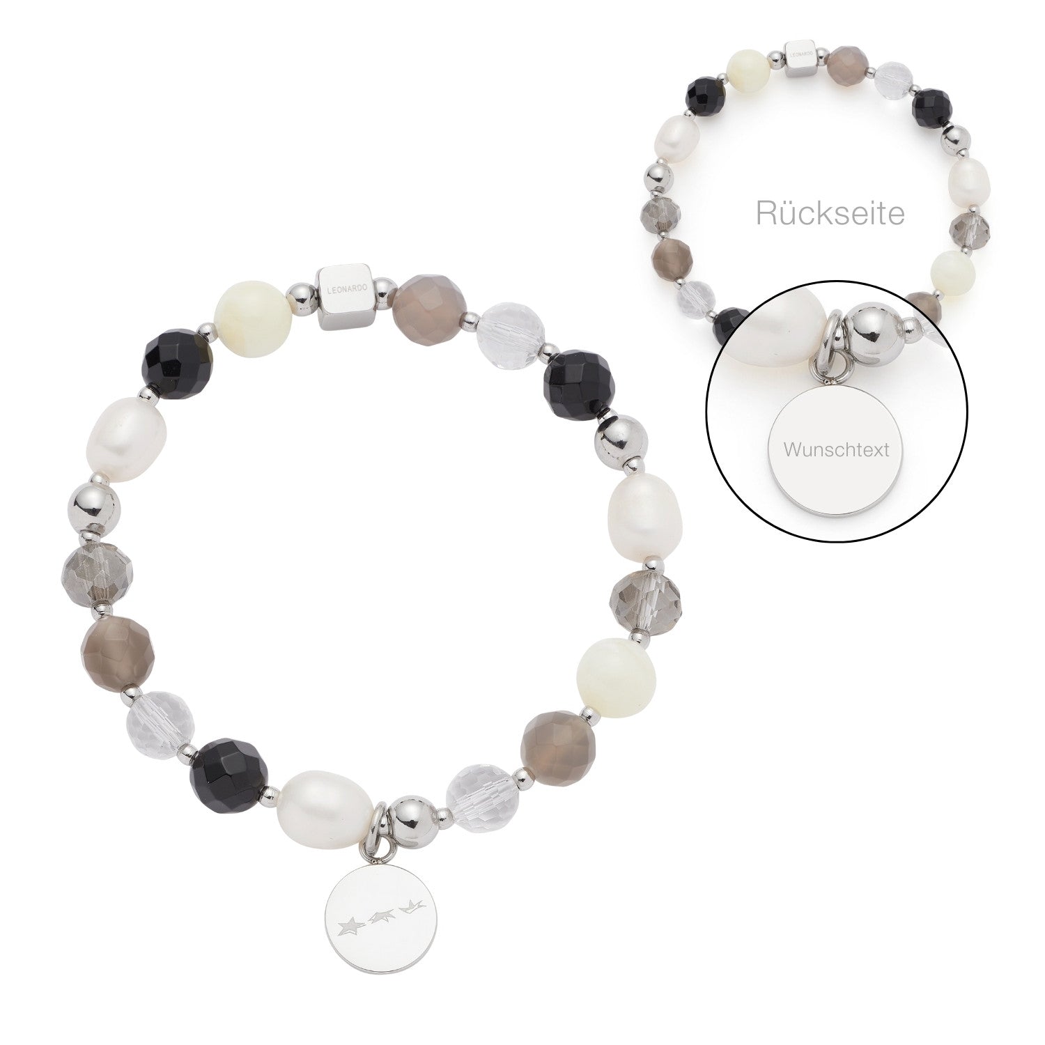 Armband HOPE silber/grau mit persönlicher Gravur