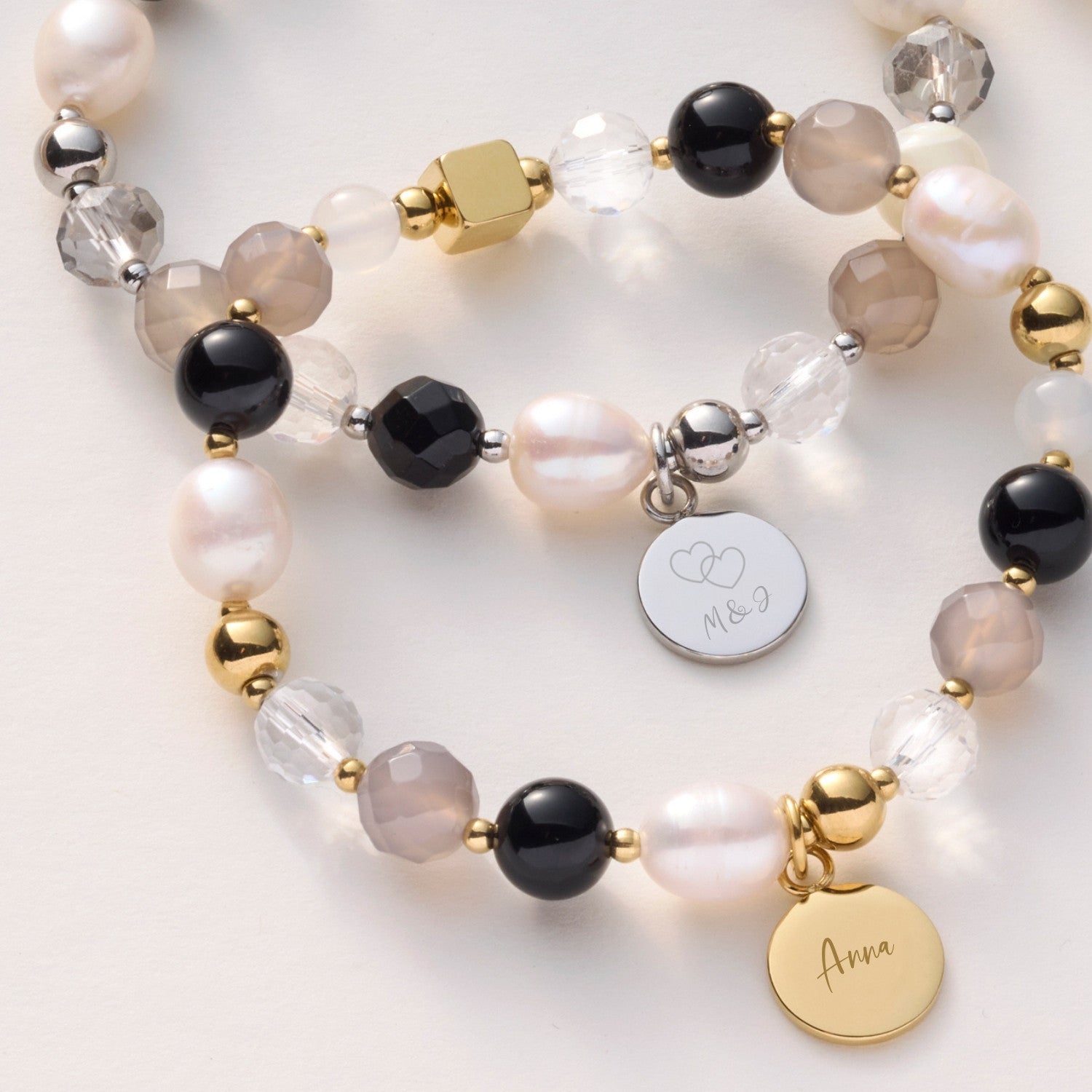 Armband HOPE gold/grau mit persönlicher Gravur