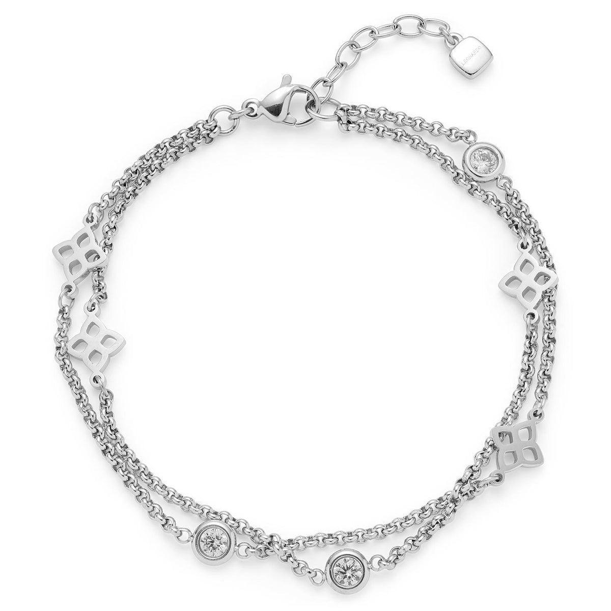 Armband RUTH silber glänzend mit Kettengliedern und Zieranhängern