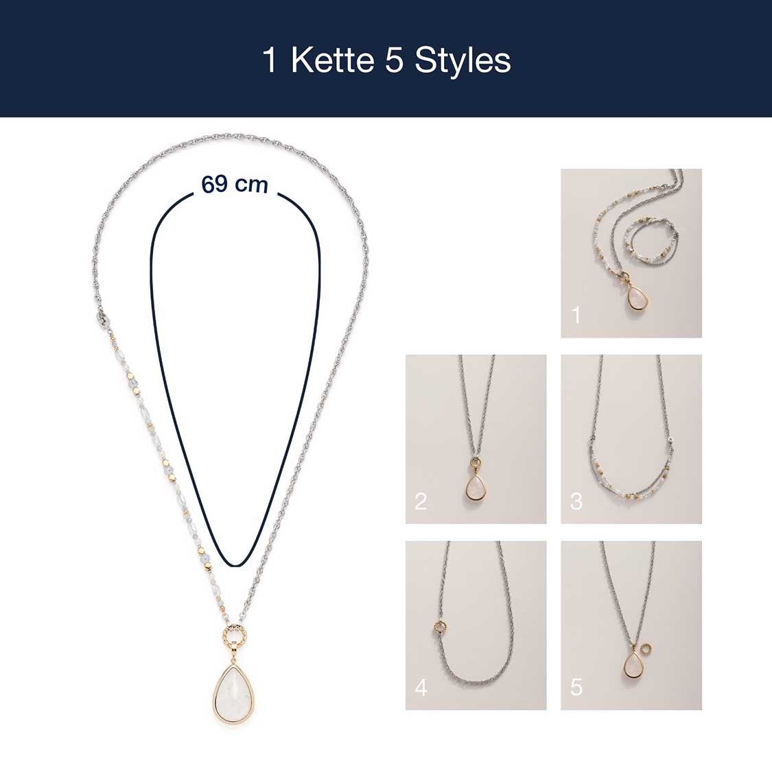 Set Halskette ESTHER 69 cm Clip & Mix