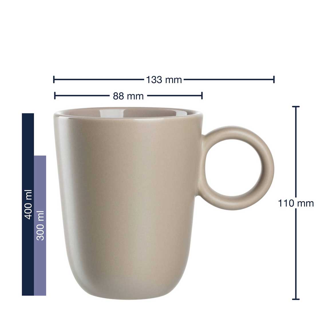 Keramiktasse ROMA 400 ml beige 6er-Set