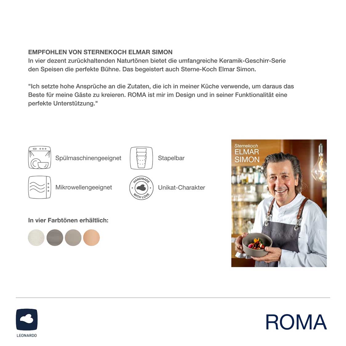 Geschirrset ROMA beige 6-teilig