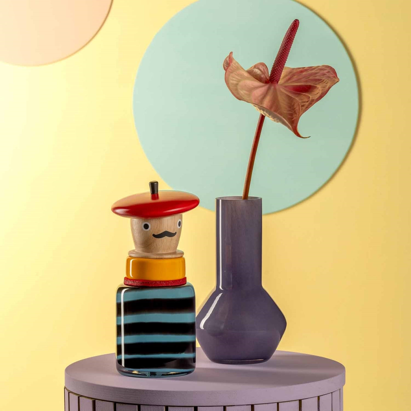 Vase Décoratif Leonardo BUONI AMICI Simonetta - Vase à Fleurs En Verre, Bois Et Céramique - Multicolore