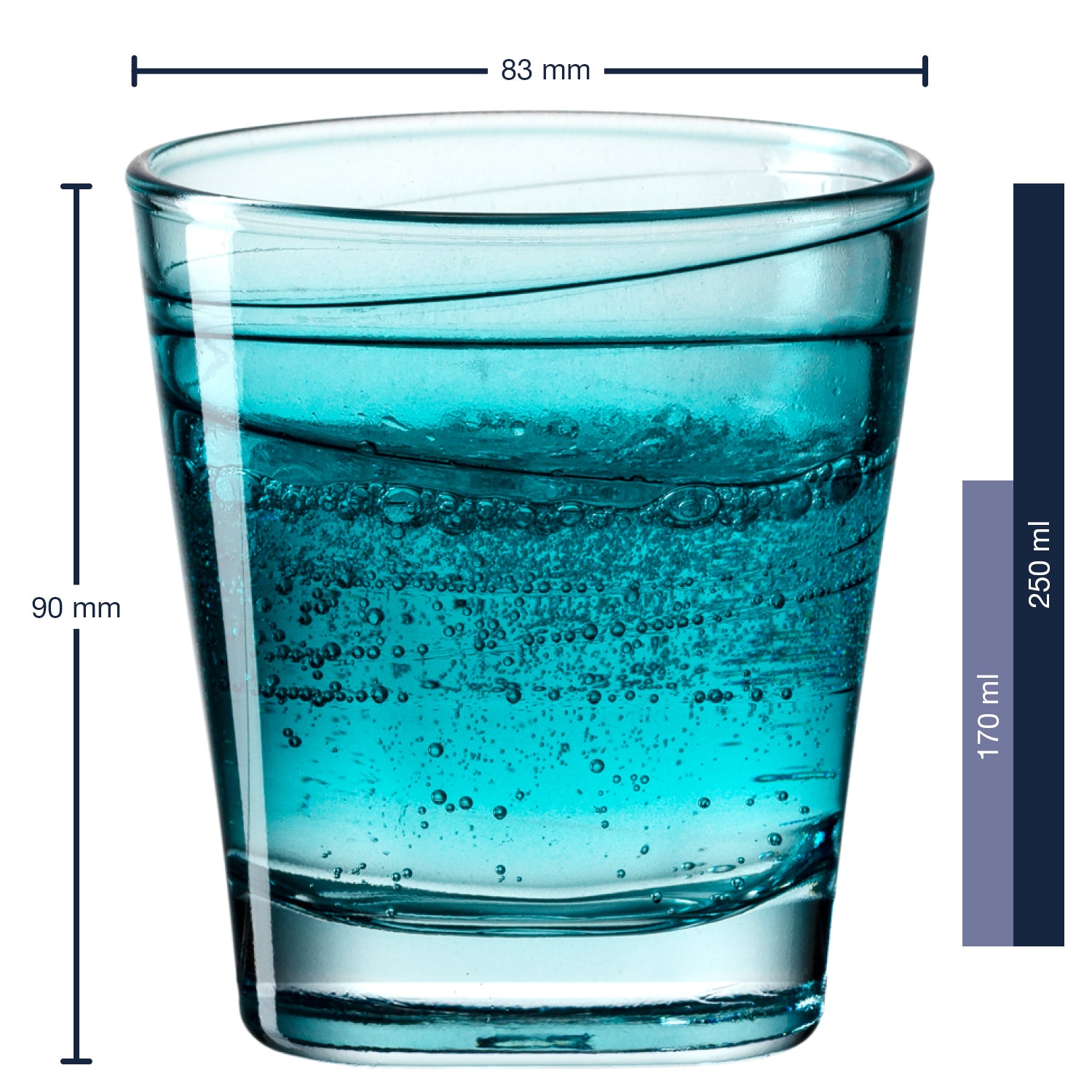 Trinkglas VARIO STRUTTURA  250 ml türkis 6er-Set