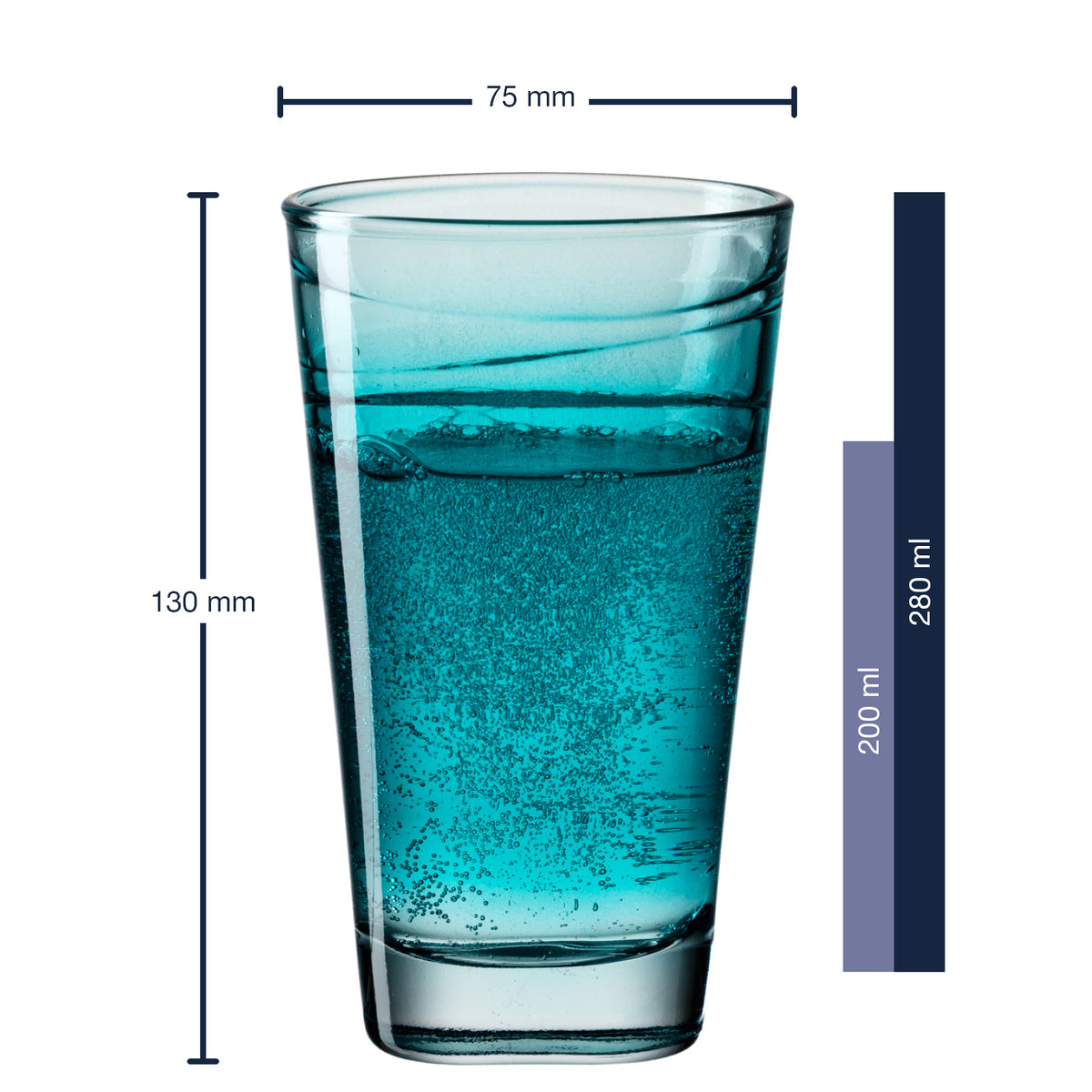 Massangaben zum Trinkglas VARIO STRUTTURA 280 ml Farbverlauf