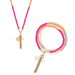 Halskette SOLERA 80 cm gold pink