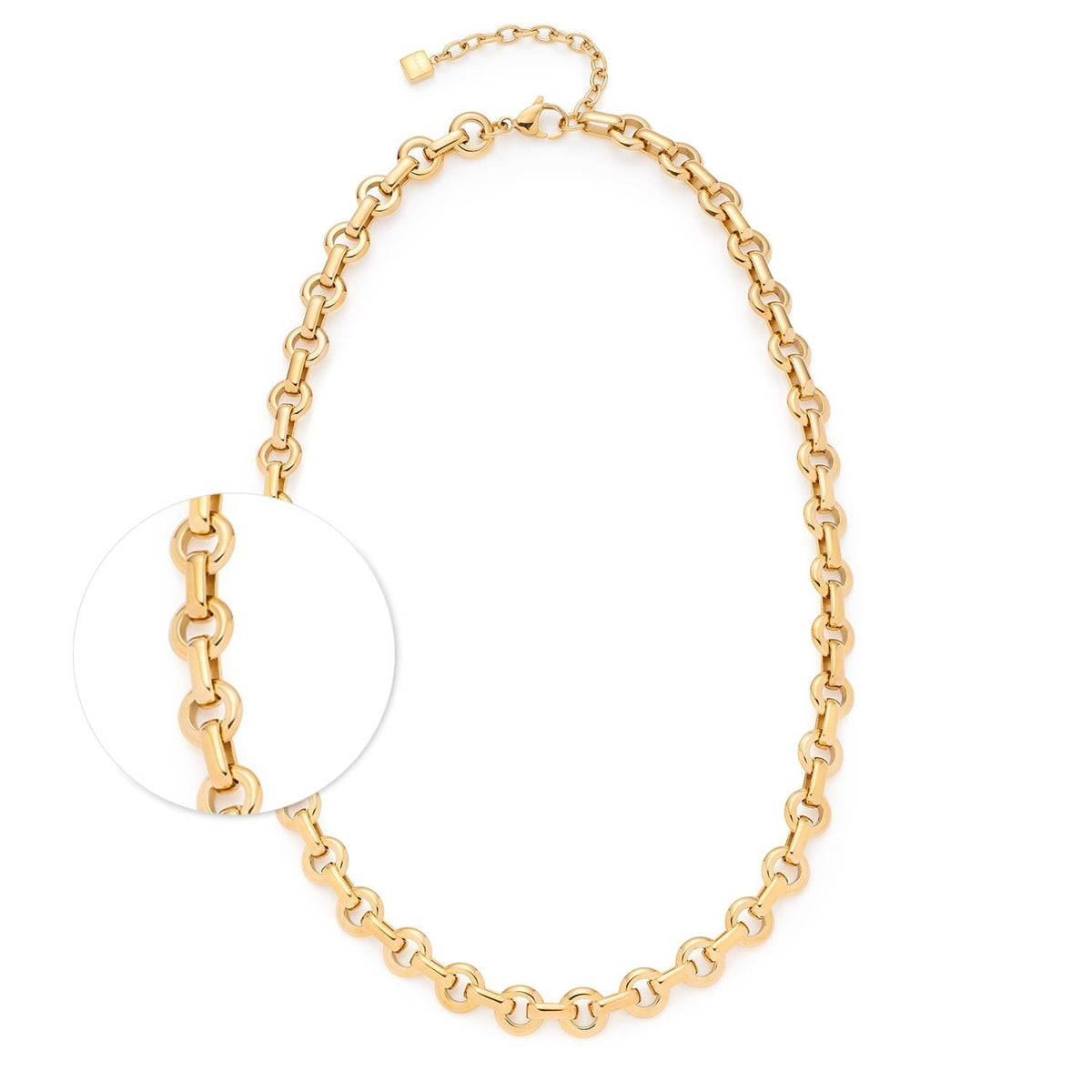 Goldene Halskette NALA mit Gliederketten-Design, Detailansicht der Kettenglieder