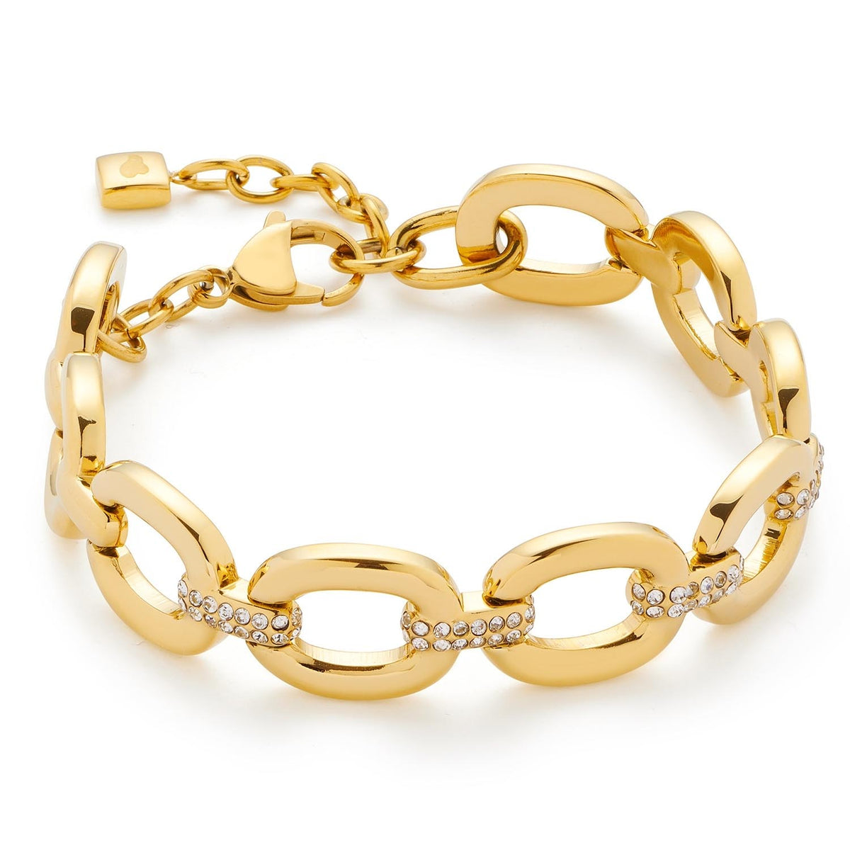 Armband BELLE gold mit ovalen Gliedern und Zirkonia-Verzierungen