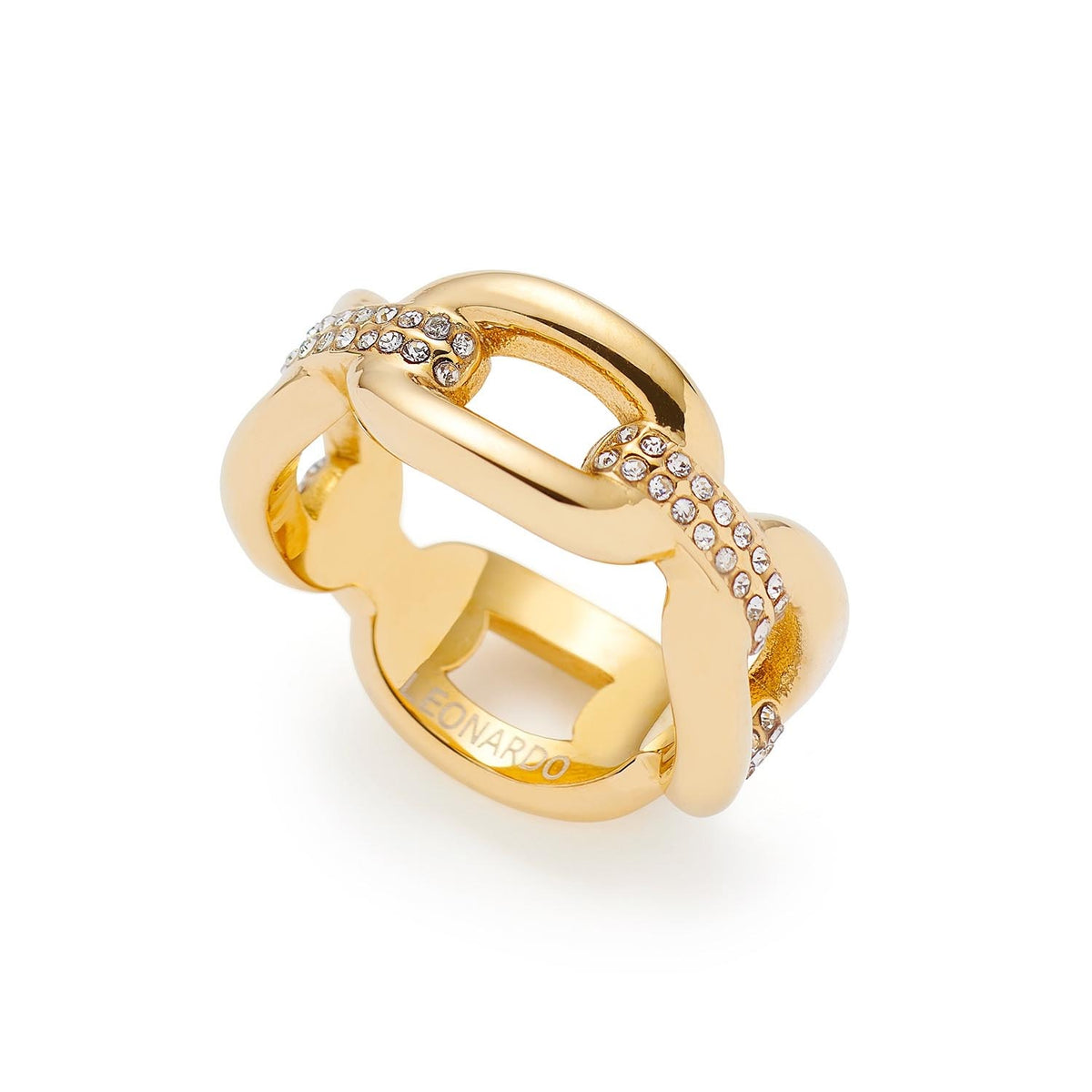 Ring BELLE 20 gold mit Zirkonia-Steinen, goldfarben, freigestellte Produktansicht