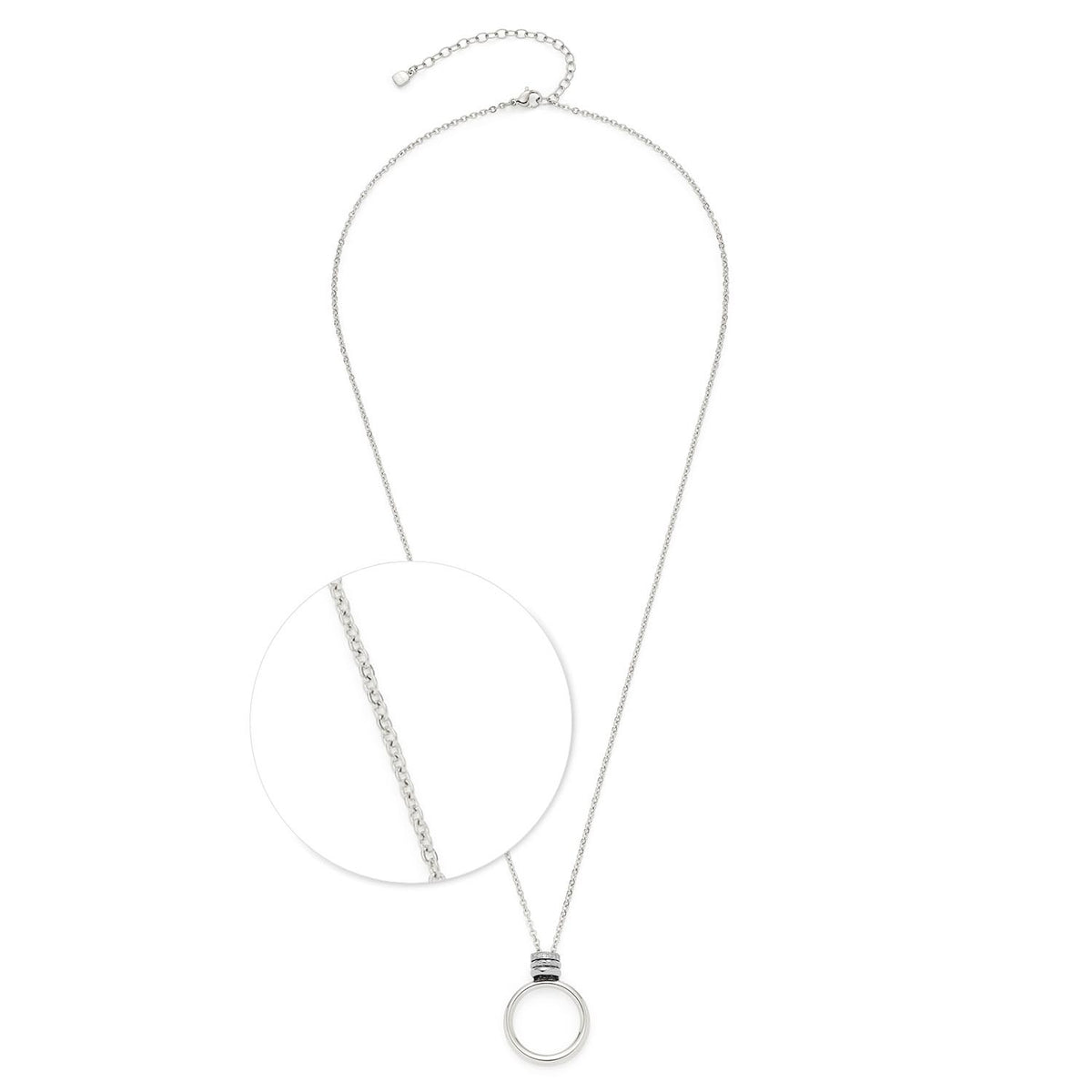 Halskette VERA 60 cm Clip & Mix in Silber mit rundem Anhänger, Detailansicht der Kette