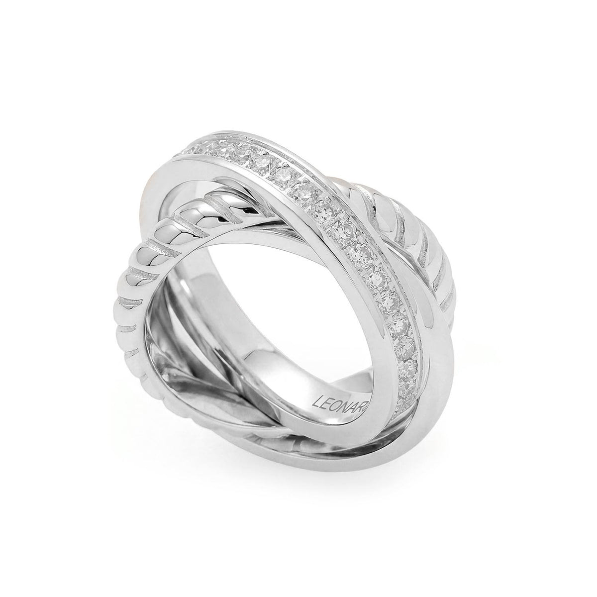 Ring VERA 21 aus Silber mit Zirkonia-Steinen, Detailaufnahme von vorne