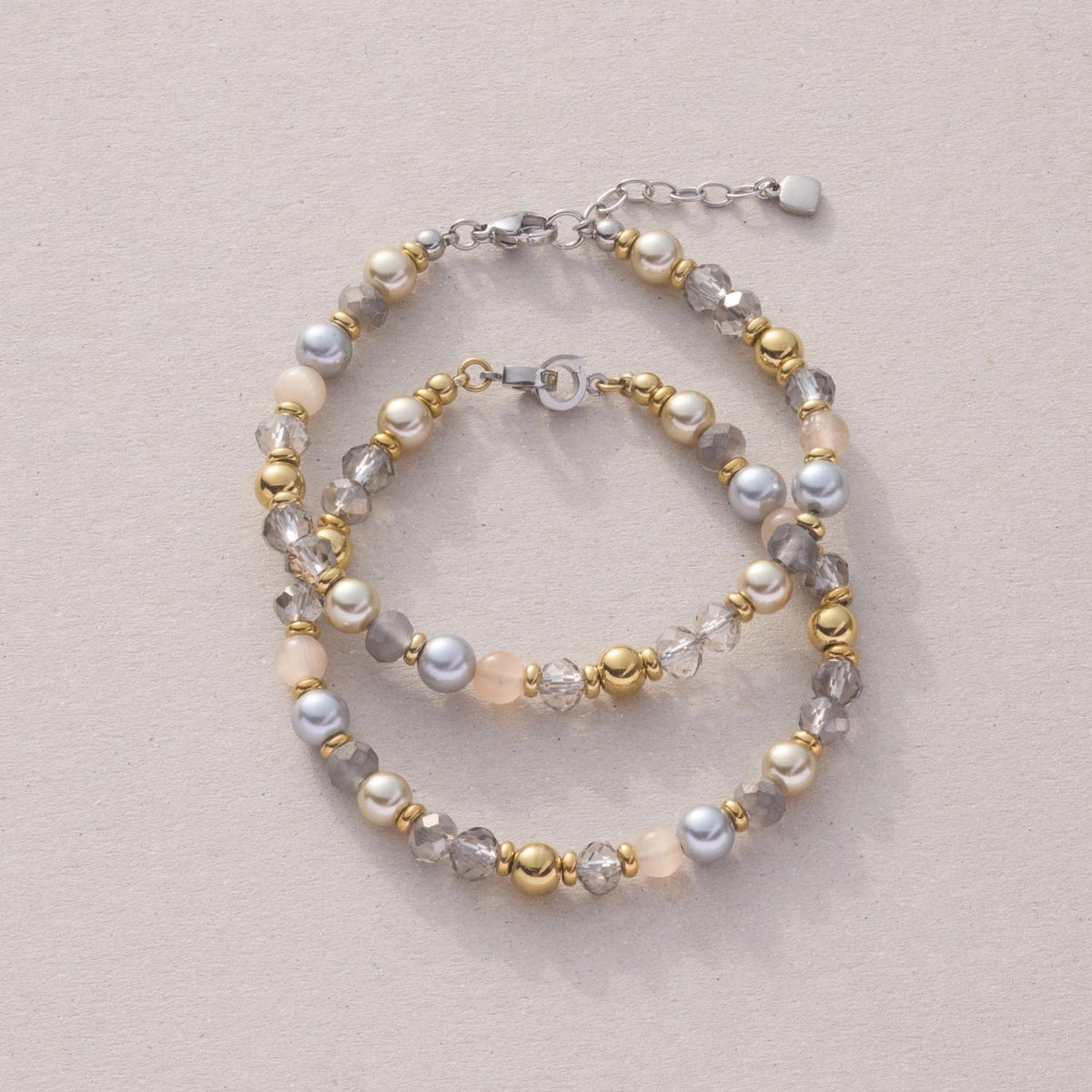 Armband HILDE Clip & Mix mit Perlen und Kristallperlen in Gold- und Silbertönen
