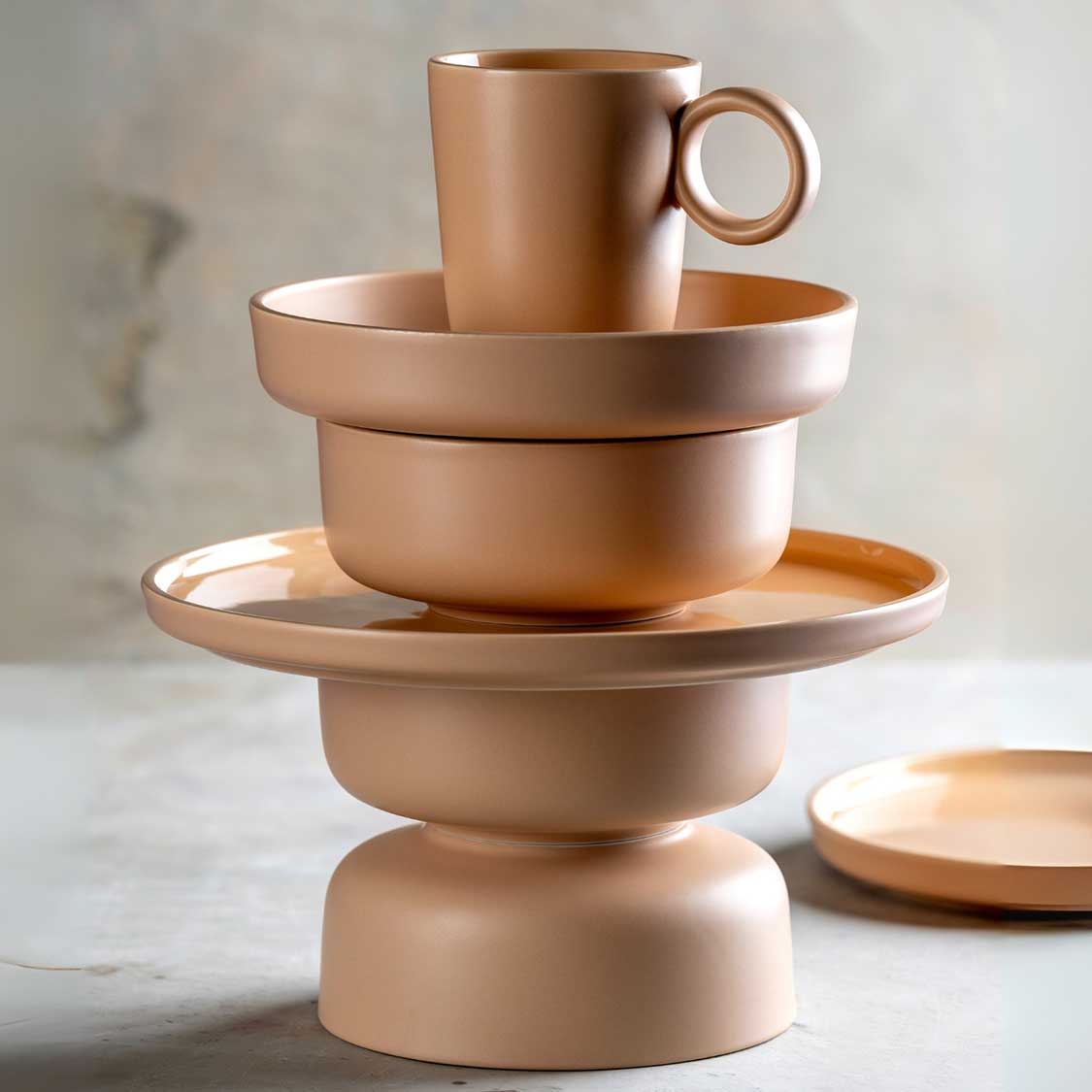 Keramiktasse ROMA 400 ml apricot 6er-Set