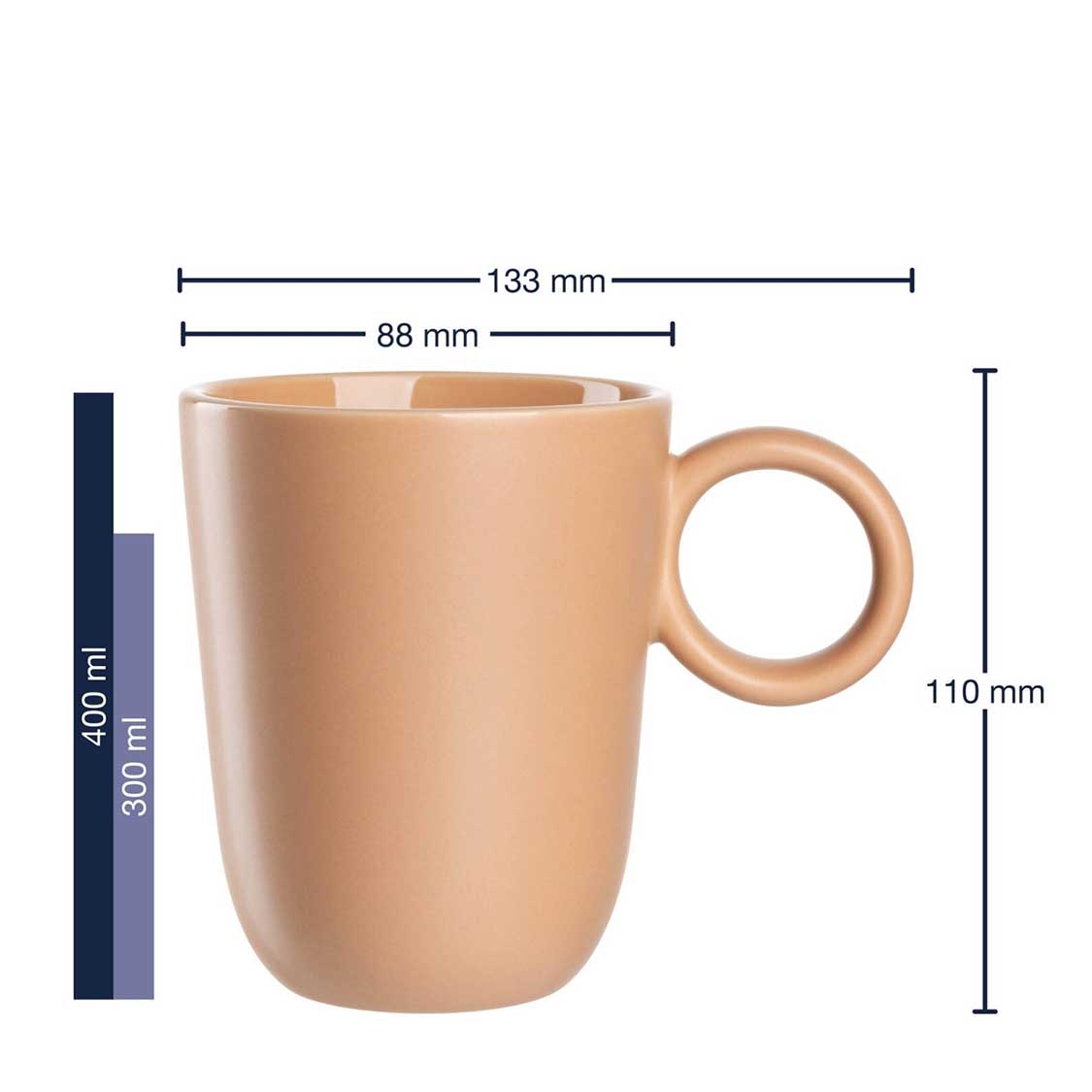 Keramiktasse ROMA 400 ml apricot 6er-Set